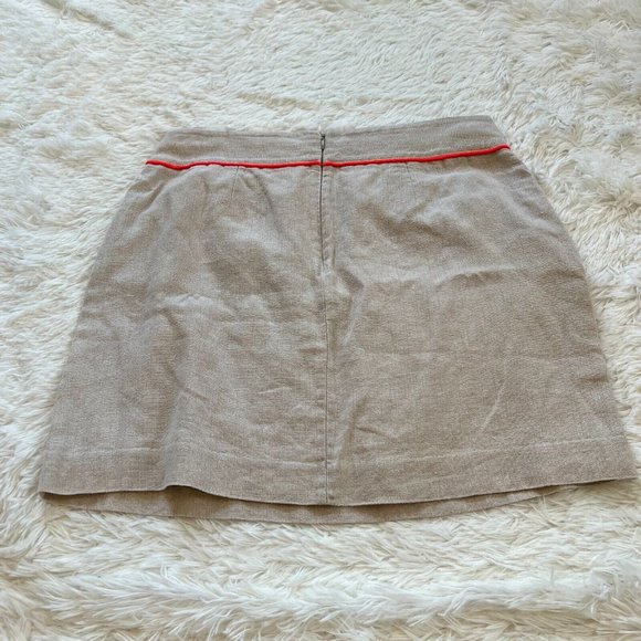 ANn Taylor Loft Womens Skirt Size 8 Beige Linen Pockets Contrast Trim Boho 14063 - Picture 4 of 8